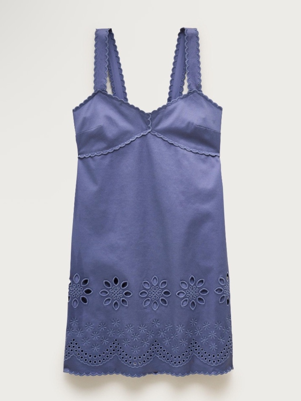 J. Crew Periwinkle Satin-Style Slip with Eyelet Hem